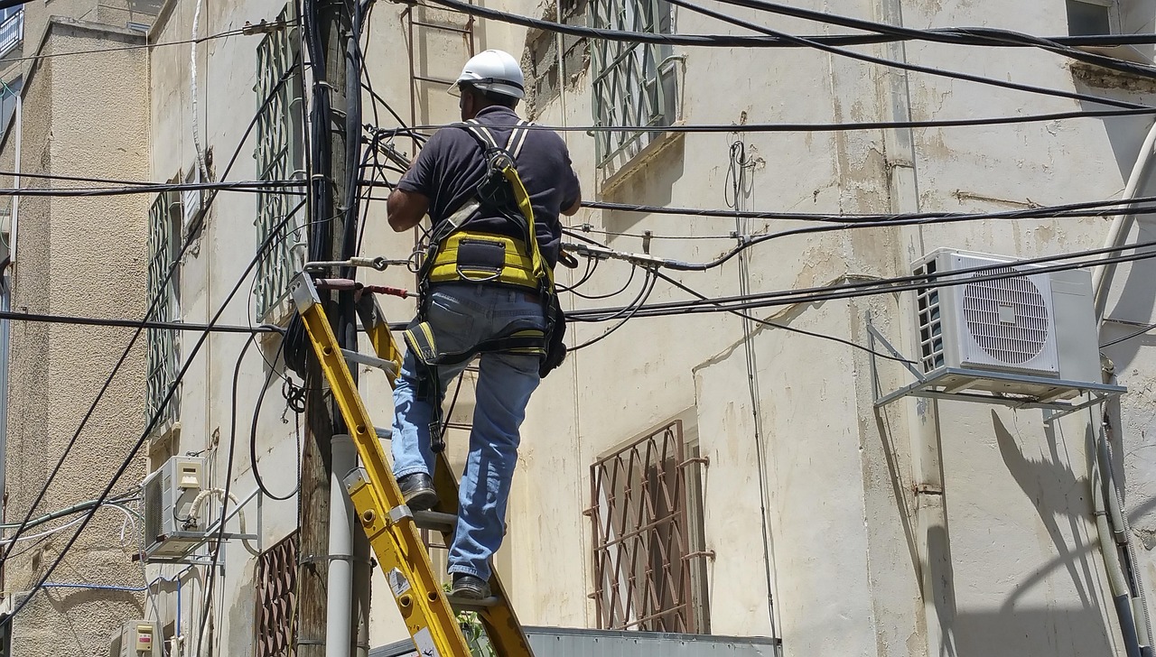 technician installing cables